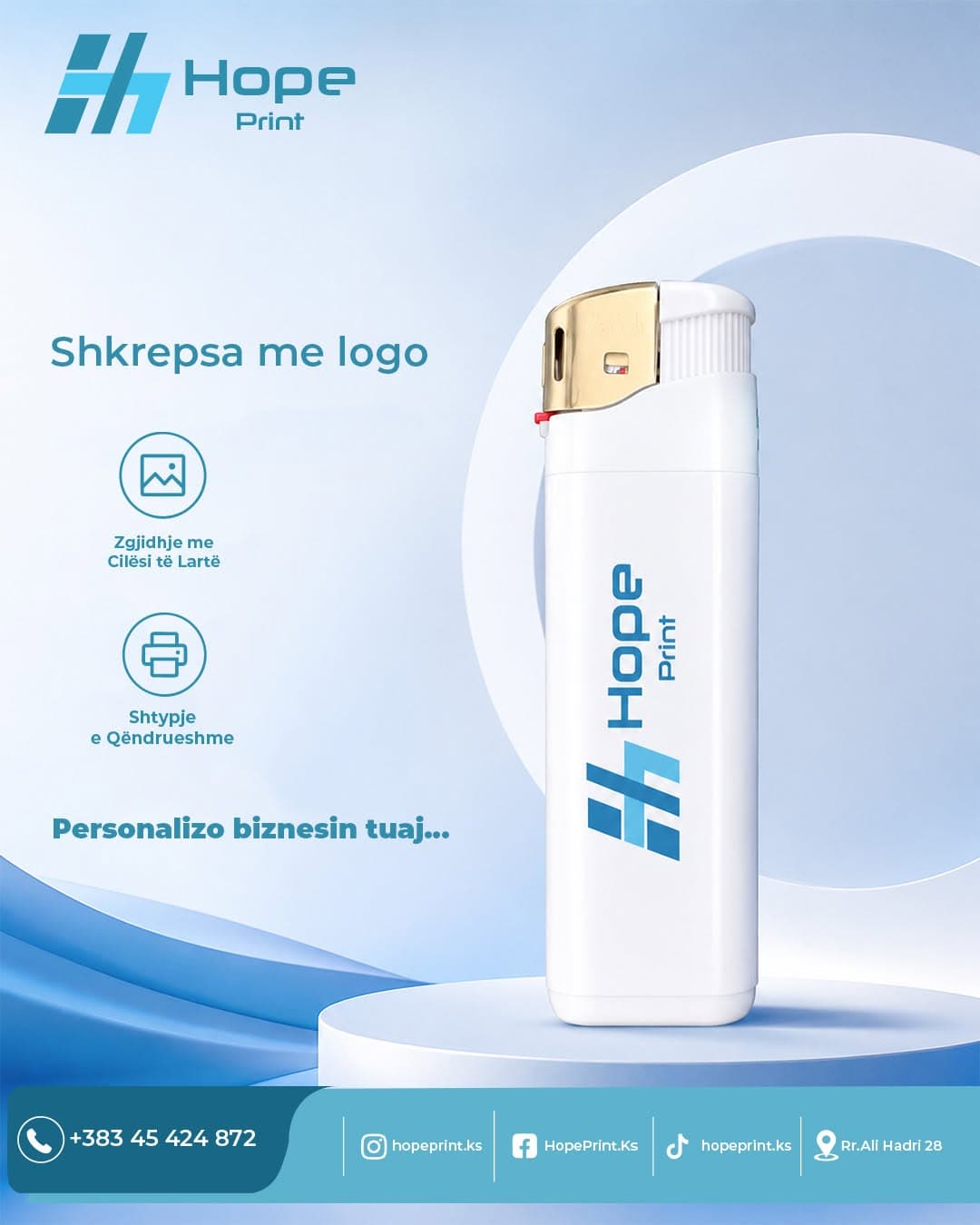 Shkrepsë e bardhë me logon e Hope Print — foto 1