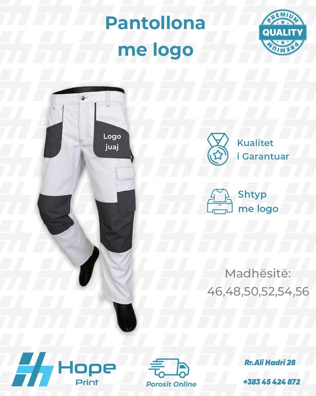 Pantollona pune profesionale me logon tuaj